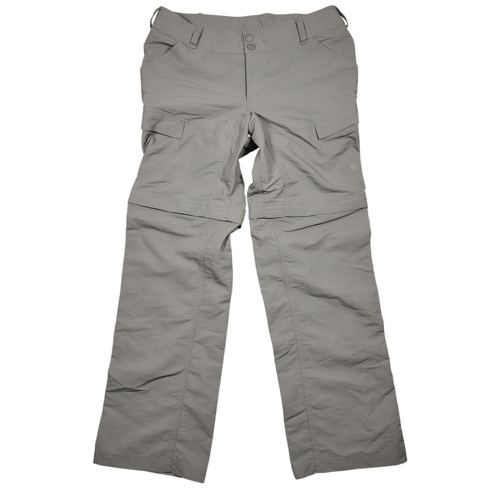 The North Face Convertible Cargo Pants Womens 10 Gray Solid Nylon Hiking Outdoor
